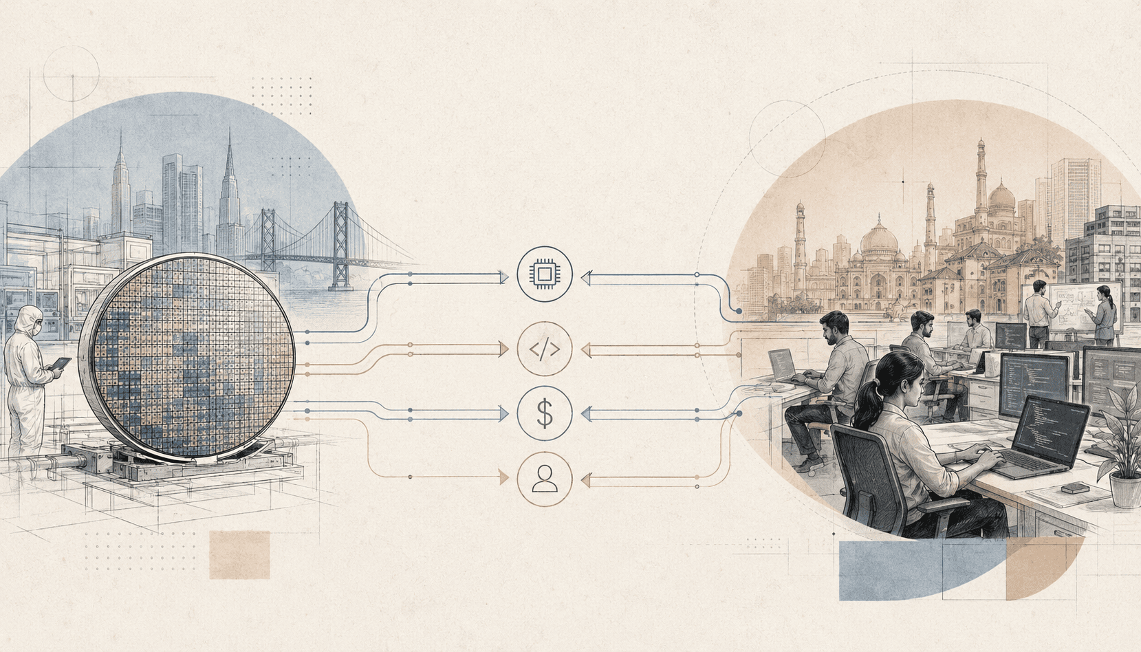 US-India strategic tech illustration