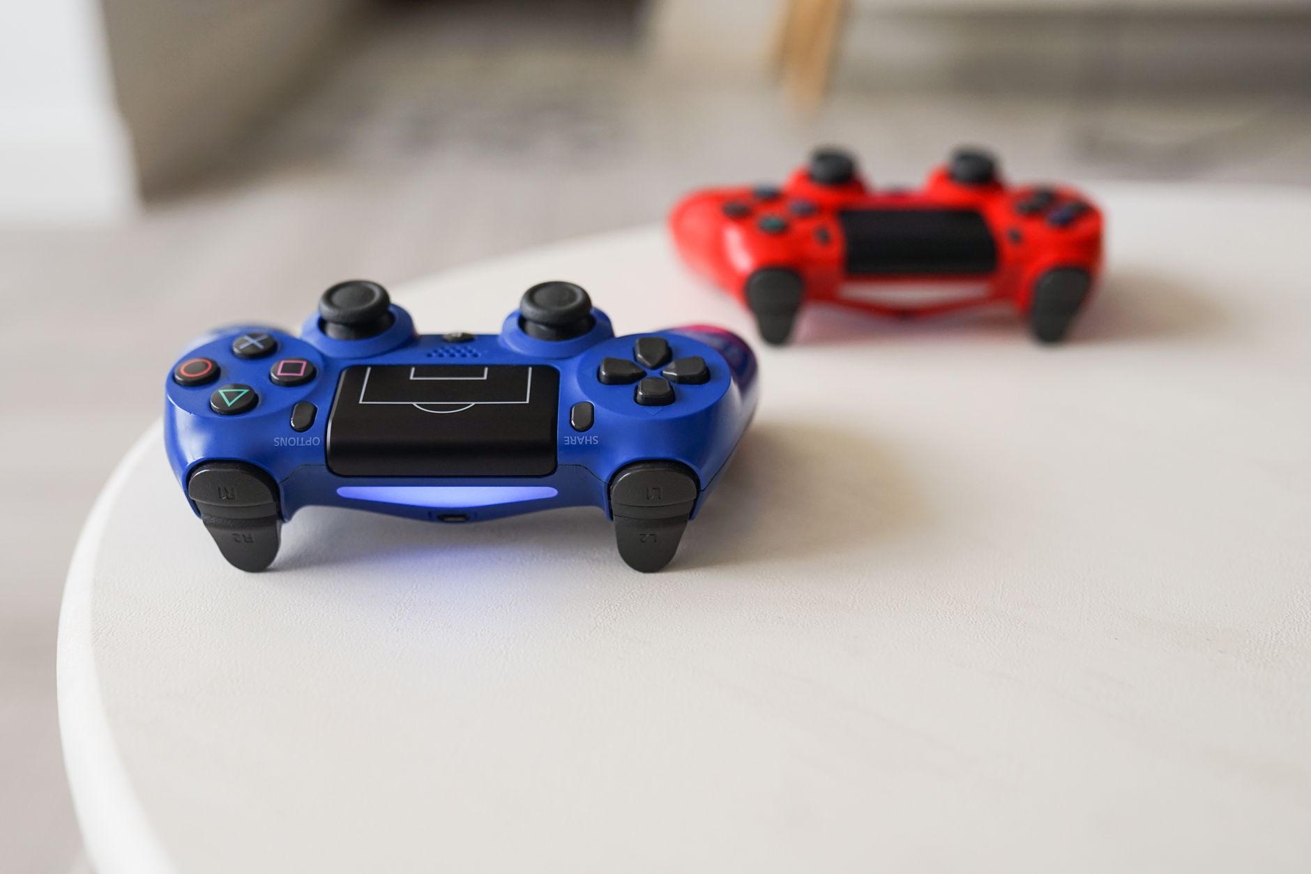 game controllers on a table